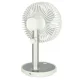 Bezvadu galda ventilators ar USB, 4 ātrumi, LED, 38 cm, balts