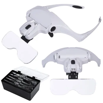 Galvas lupa brilles ar 2 LED gaismām un 5 maināmām lēcām 3.5x