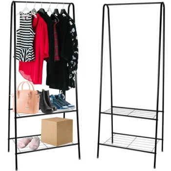 Drēbju Pakaramais Statīvs Apģērbam ar Apavu Plauktu 22258 | Clothes Hanger Stand with Shoe Shelf