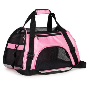 Travel pet carrier bag for cats and dogs, pink