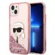 Karl Lagerfeld iPhone 14 Pro Max vāciņš Liquid Glitter NFT Choupette Head Rozā