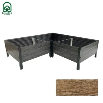 Высокая грядка KLASIKA Woodlook L-образная, коричневая, 146x146x30 см
