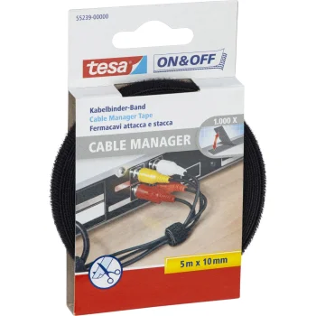 Kabeļu savilcējlenta Tesa On&Off 55239, 10 mm x 5 m, melna