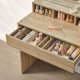 Large Makeup Vanity Table with Lighted Mirror and Drawers, Sonoma Oak