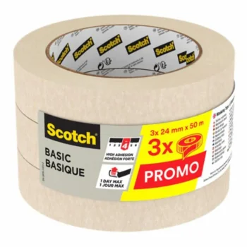 Малярная лента Scotch Basic 24 мм x 50 м, бежевая, 3 шт.