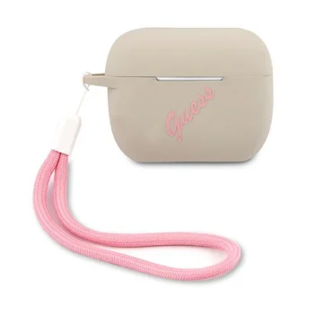 Guess AirPods Pro maciņš Silicone Vintage, pelēki rozā