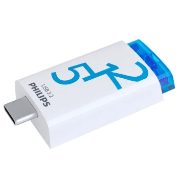 USB-флешка Philips Click Series 512 ГБ USB-C 3.2 Gen 1, белая/оранжевая