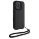 BMW iPhone 16 Pro Max vāciņš Signature Leather Wordmark Cord, melns