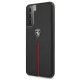 Ferrari Samsung Galaxy S21 Case Off Track Leather Nylon Stripe, Black