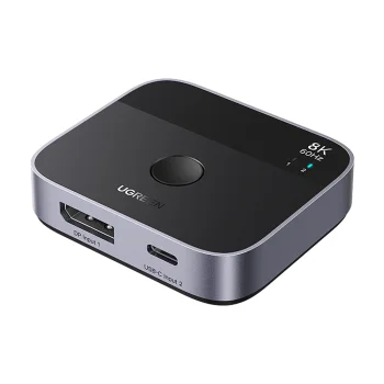 Переключатель Ugreen DisplayPort и USB-C в USB-C 8K 60Hz 65878, серый