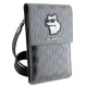 Сумочка для телефона Karl Lagerfeld Saffiano Monogram Choupette Серебристая