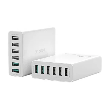Blitzwolf BW-S15 6x USB tīkla lādētājs, 60W, QC 3.0, balts