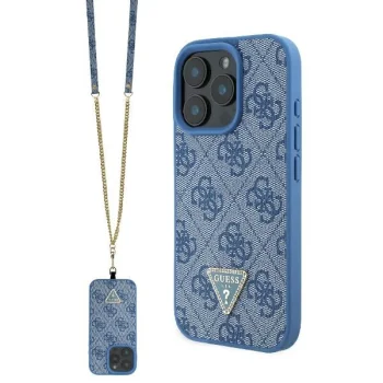 Guess iPhone 16 Pro Case Crossbody 4G Metal Logo Strass, Blue