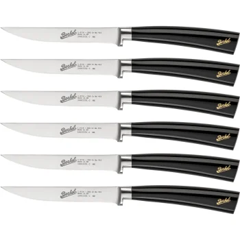 Berkel Elegance 6-Piece Steak Knife Set, 11 cm, Glossy Black