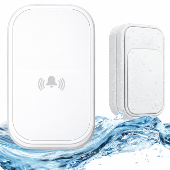 Wireless Kinetic Doorbell, 130m, IP68, White
