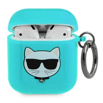 Karl Lagerfeld Choupette Head maciņš AirPods 1/2 zils