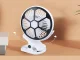Galda ventilators ar klipsi un LED lampu, 3 režīmi, uzlādējams, balts/melns