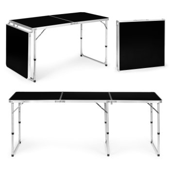 Saliekams tūrisma galds Multigarden, melns, 180x60 cm