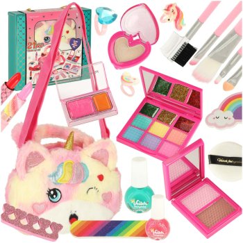 Kids Makeup Kit for Girls with Unicorn Purse, 21-Piece Washable Play Set