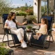 Gravity Folding Garden Lounger with Soft Cushion, Navy Blue & Black