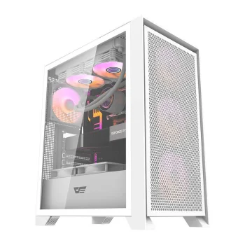 Darkflash DRX70 MESH datora korpuss ar 4 RGB ventilatoriem, balts