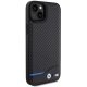 BMW iPhone 15 Plus Case Leather Carbon, Black