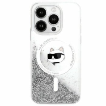 Apple iPhone 16 6.1'' Karl Lagerfeld Liquid Glitter Choupette Head Magsafe Cover Case, Clear