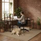 Modernhome stūra rakstāmgalds ar plauktiem, riekstkoks
