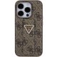 Guess iPhone 15 Pro vāciņš Grip Stand 4G Triangle Strass, brūns