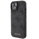 Guess Ādas futrālis iPhone 15 ar 4G zīmogu - melns | Leather Stamped case for black