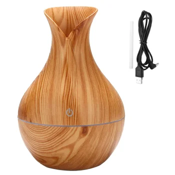 Gaisa mitrinātājs un aromadifuzors ar RGB apgaismojumu, USB, gaiši brūns