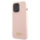 Guess Silicone Script Gold Logo MagSafe vāciņš iPhone 13 / 13 Pro gaiši sārts