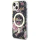 Guess iPhone 14 vāciņš Flower MagSafe, melns