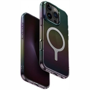 Uniq Iridescia Magclick Charging vāciņš iPhone 16 Pro Melns