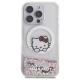 Чехол Hello Kitty для iPhone 16 Pro Max Liquid Glitter Sweet Kitty Bows MagSafe, белый