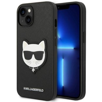 Karl Lagerfeld iPhone 14 Plus Case Saffiano Choupette Head Patch Black