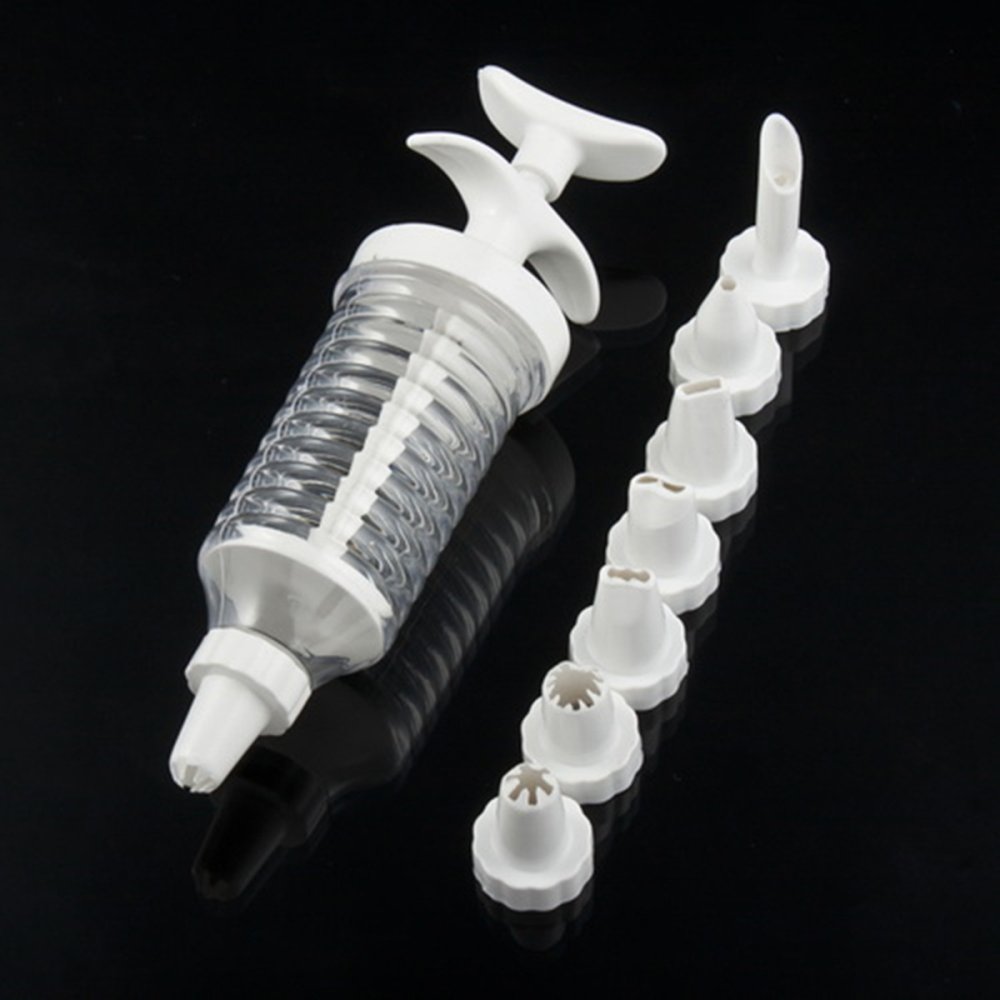 Plastic Cream Dispenser Syringe with 8 Nozzles, Icing Pastry Cream Tips, Pastry Decoration Tool (2)