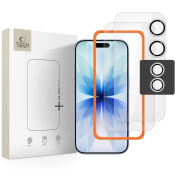 Tech-Protect iPhone 17 aizsargstiklu komplekts Easy Set+ (3 gab.), caurspīdīgs