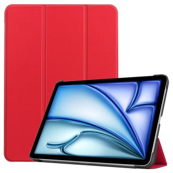 Apple iPad Air 13'' (2024) (A2903 A2898) PU Leather Protective Tri-fold Book Case Cover, Red