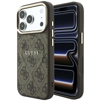 Чехол Guess Embossed 4G Classic MagSafe для iPhone 17 Pro / 18 Pro, коричневый