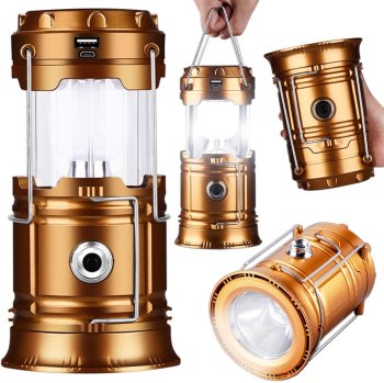 Многофункциональный LED кемпинговый фонарь с солнечной панелью и...