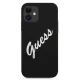 Guess iPhone 12 mini vāciņš Silicone Vintage Script, melnbalts