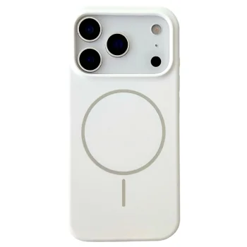 Магнитный чехол для iPhone 18 Pro Max / 17 Pro Max, жидкий силикон, белый