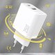 Tīkla lādētājs Dudao A26TEU GaN 25W USB-A un USB-C - Balts