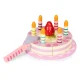 Ecotoys koka dzimšanas dienas torte ar svecītēm un zemenēm, 15 daļas