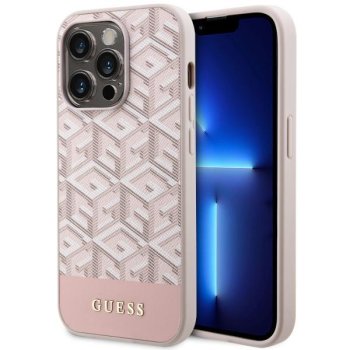Guess iPhone 14 Pro vāciņš GCube Stripes MagSafe, rozā