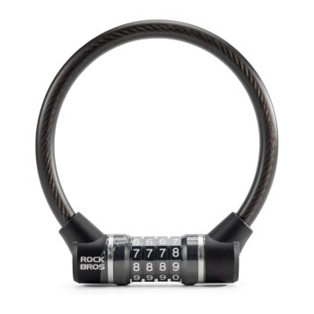 Rockbros 32120007001 velosipēda saslēdzējs ar kodu un tērauda trosi, Melns