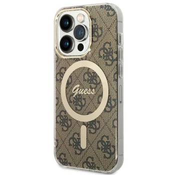 Чехол Guess 4G MagSafe для iPhone 15 Pro - Коричневый