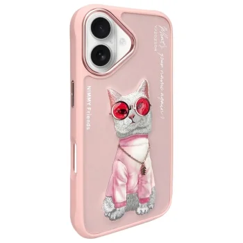 Чехол Nimmy Glasses Cool Cat для iPhone 16, Розовый
