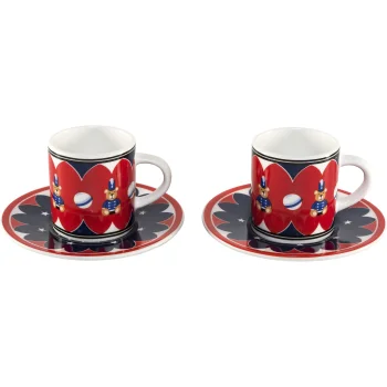 Набор кофейных чашек для эспрессо с блюдцами Bialetti Joyful Memories, 2 шт.